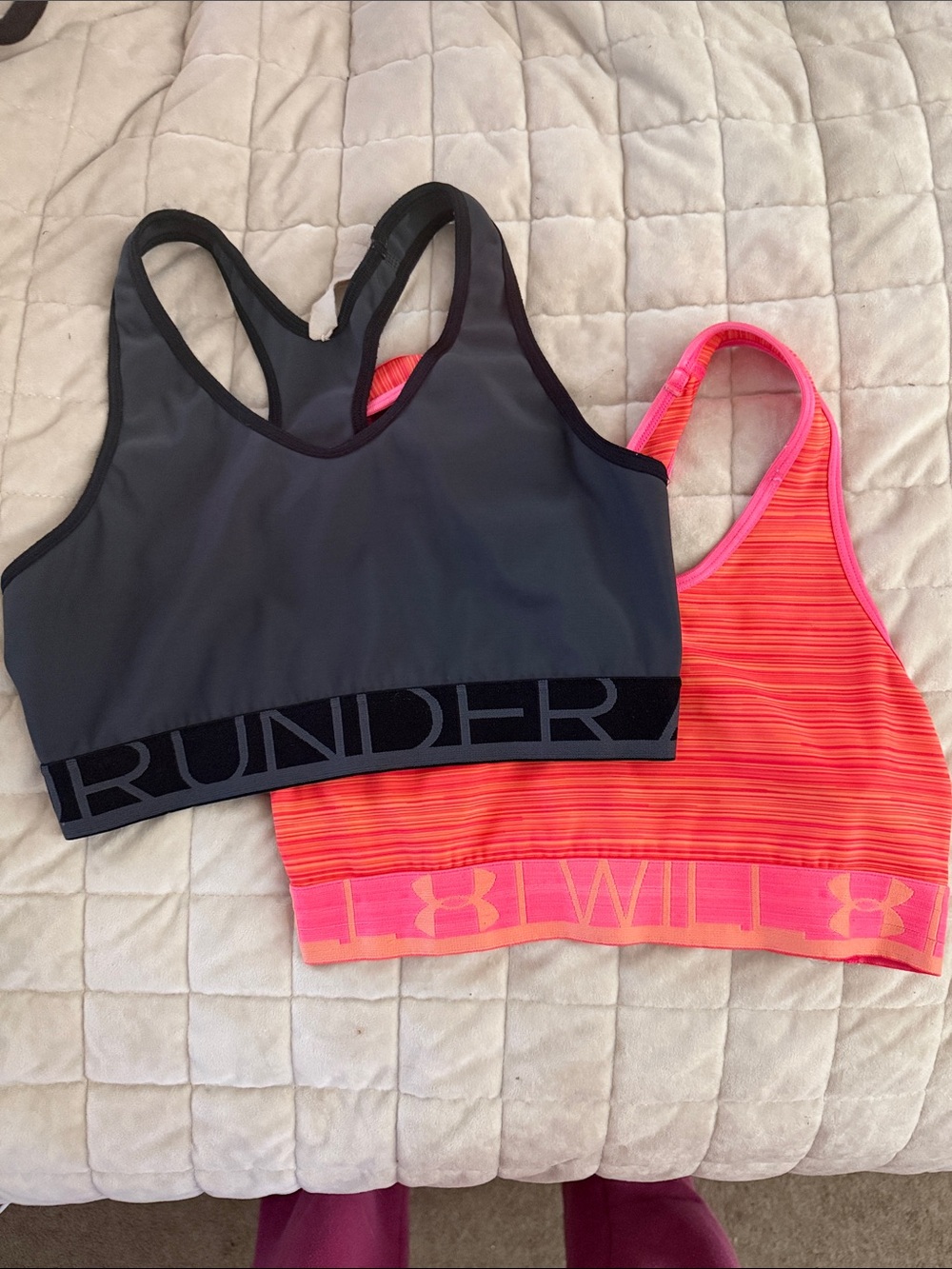 Under Armour Black and Neon Pink Women's Racerback Sports Bras